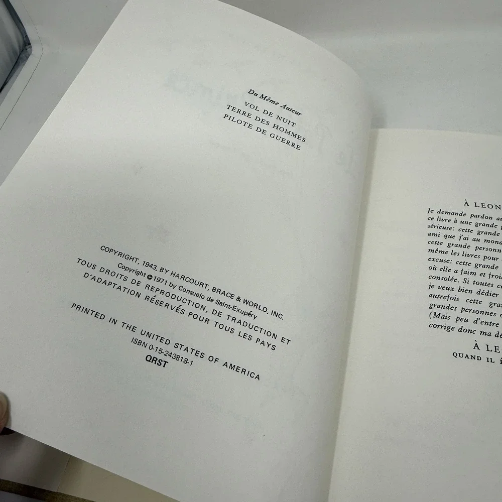 Le Petit Prince/Antoine de Saint-Exupery ~ Vintage 1971 HCDJ ~ Written in French